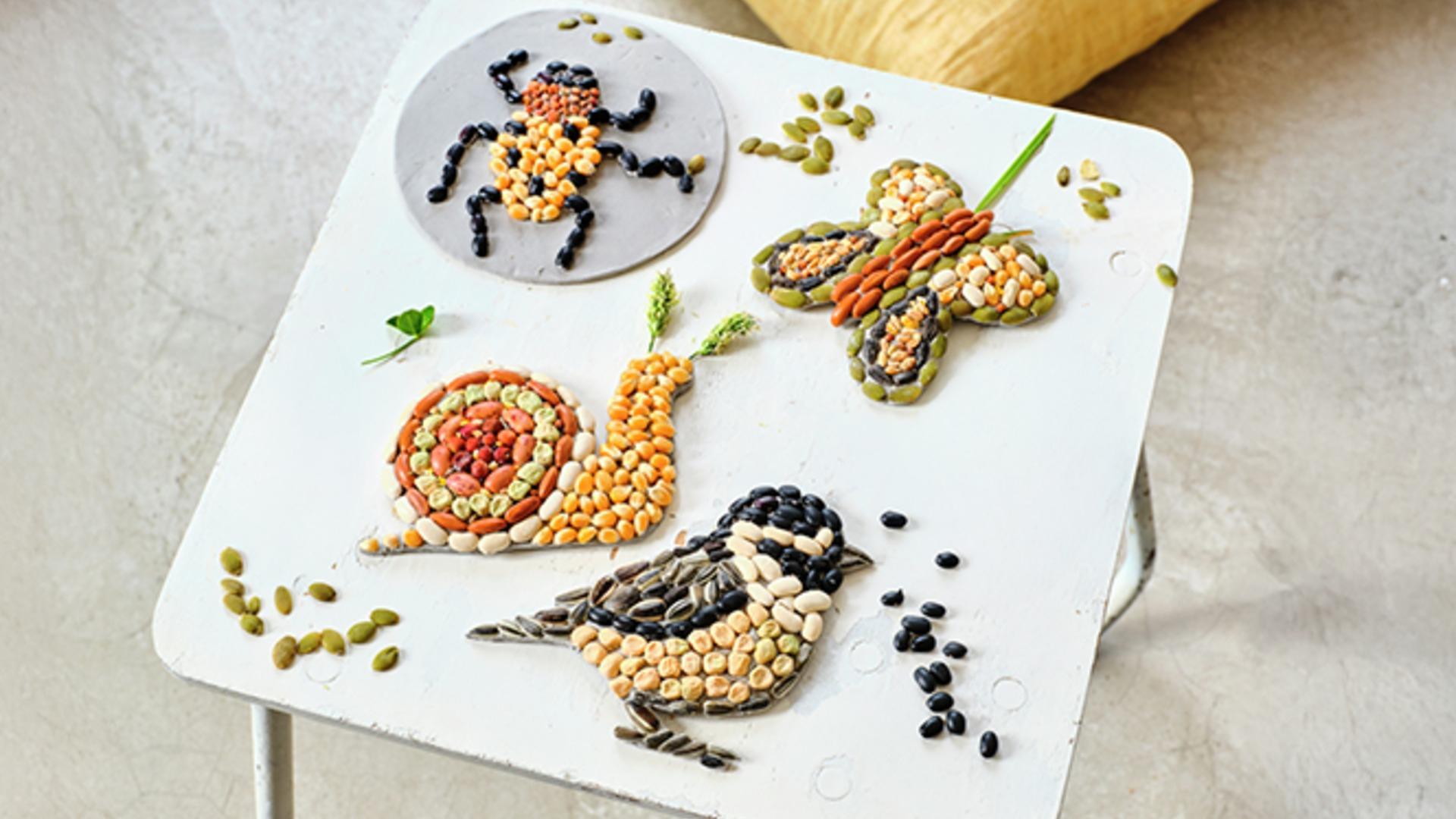 Kidsworkshop kunstwerk van zaadjes